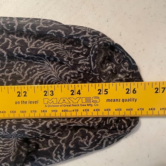 cinq a sept Black Mini Dress Sz 6 Tiered Print Silk Long Sleeve Smocked Babydoll - Picture 15 of 16